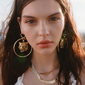 New Oversized Latifah Tiger Hoops Earrings